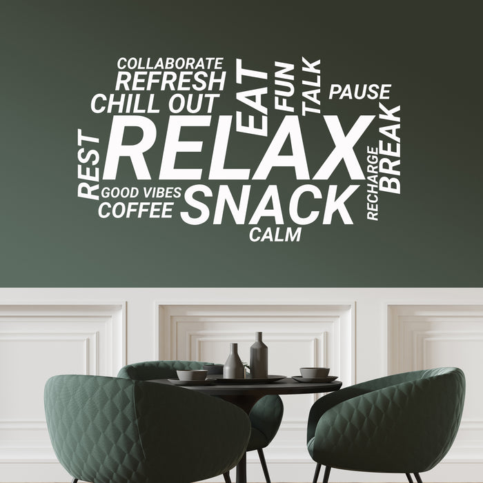 Break Room Vinyl Wall Decal Relax Office Spa Salon Room Zone Massage Words Letters Stickers Mural (ig6469)