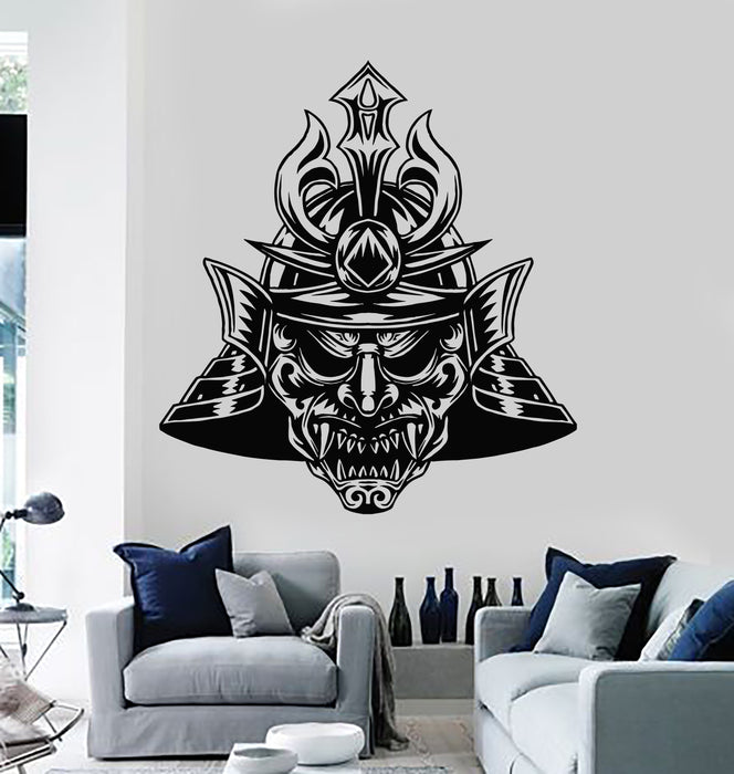 Vinyl Wall Decal Asian Helmet Japanese Samurai Mask Warrior Stickers Mural (g2793)