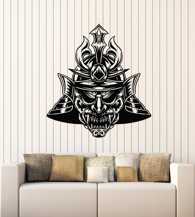 Vinyl Wall Decal Asian Helmet Japanese Samurai Mask Warrior Stickers Mural (g2793)