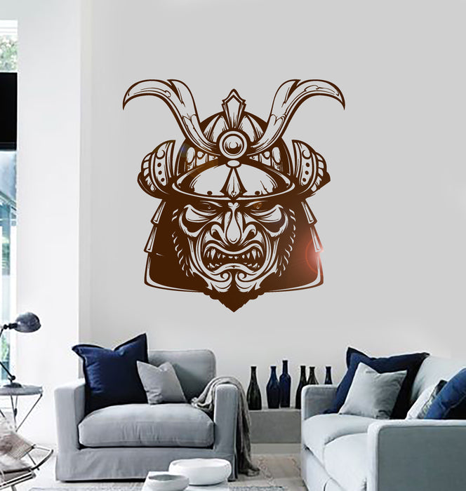 Vinyl Wall Decal Samurai Mask Japanese Warrior Helmet Armor Stickers Unique Gift (1934ig)