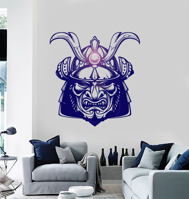 Vinyl Wall Decal Samurai Mask Japanese Warrior Helmet Armor Stickers Unique Gift (1934ig)