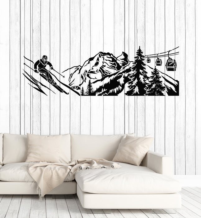 Vinyl Wall Decal Extreme Skiing Mountains Snowy Ski Sport Stickers Mural (g7515)