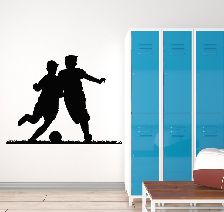 Vinyl Wall Decal Soccer Boys Players Silhouette Ball Game Stickers Mural (g7950)