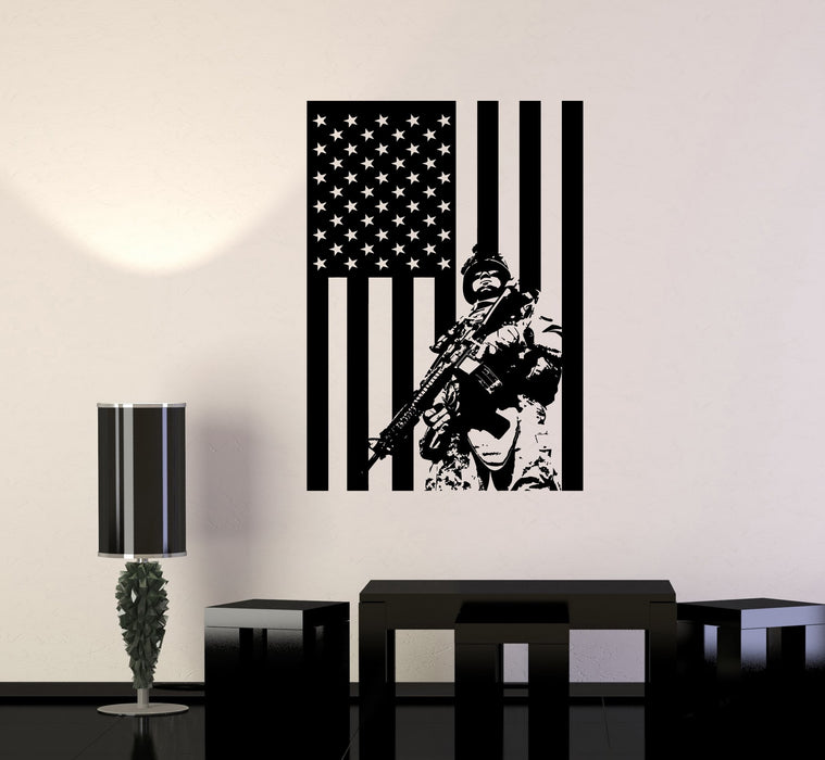 Wall Vinyl US Soldier Marine USA Flag Guaranteed Quality Decal Unique Gift (z3427)
