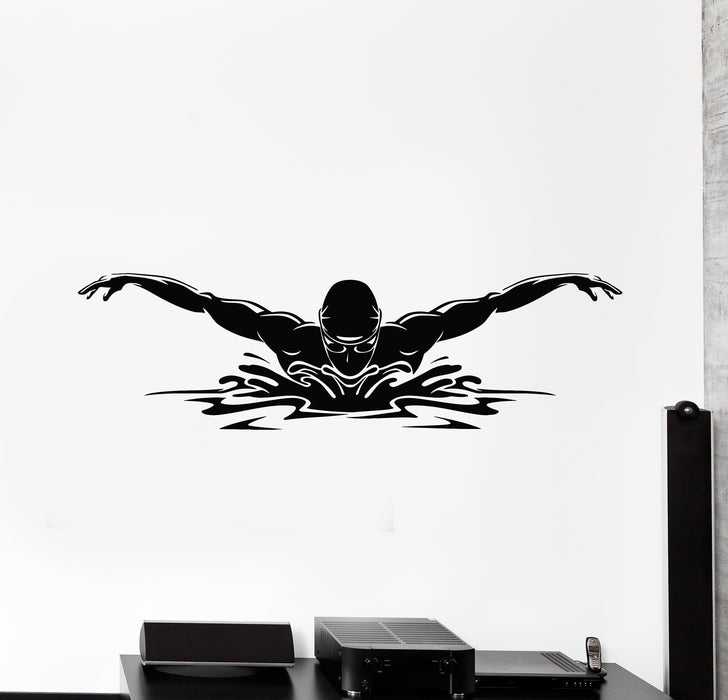 Vinyl Wall Decal Swimmer Swimming Pool Water Sport Athletic Stickers Mural (g1986)