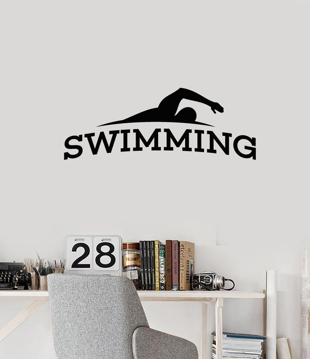 Vinyl Wall Decal Swimming Pool Word Swimmer Swim Teen Room Decor Stickers Mural (ig6120)
