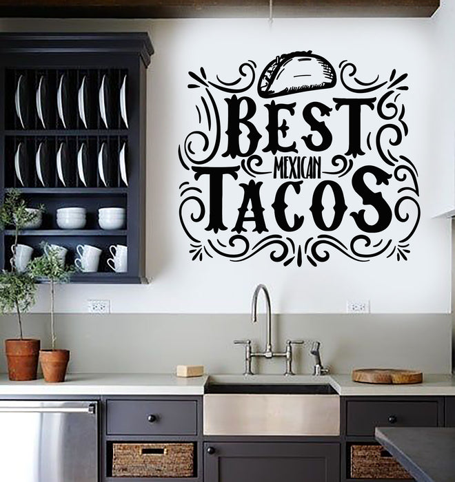Vinyl Wall Decal Kitchen Words Best Mexican Food Tacos Stickers Mural (g4470)