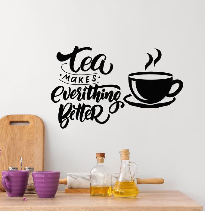 Vinyl Wall Decal Tea Time Ceremony Kitchen Quote Cafe Phrase Stickers Mural (g5911)