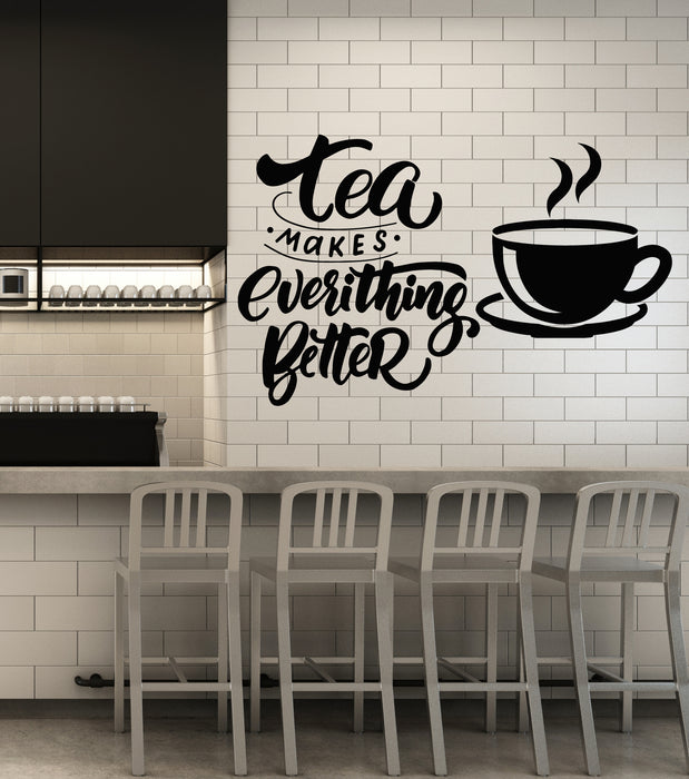 Vinyl Wall Decal Tea Time Ceremony Kitchen Quote Cafe Phrase Stickers Mural (g5911)