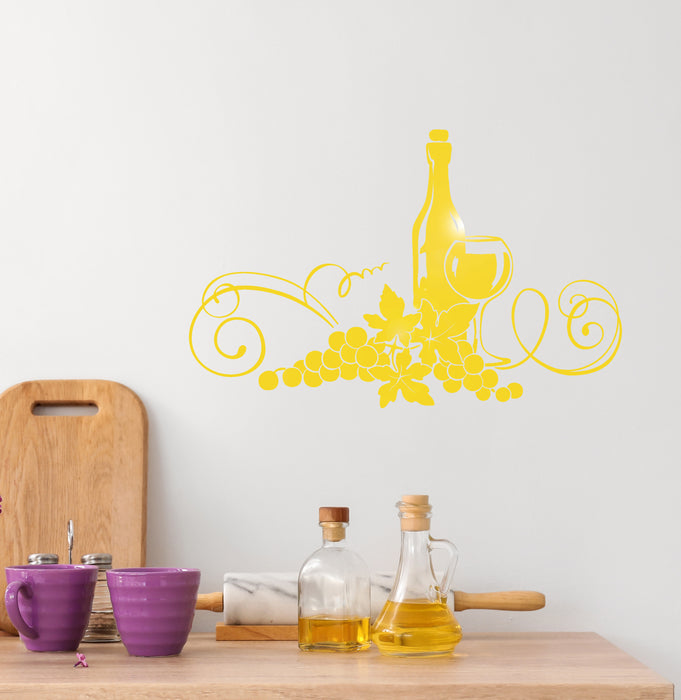 Vinyl Decal Wine Alcohol Drink Kitchen Decor Restaurant Wall Stickers Unique Gift (ig2616)