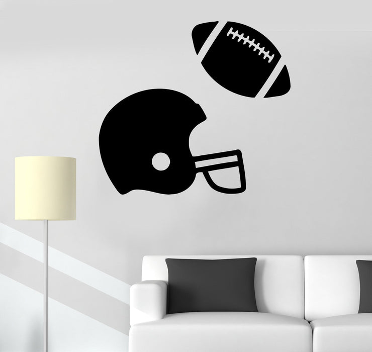 Vinyl Wall Decal American Football Helmet Ball Boy Teen Room Stickers Unique Gift (510ig)