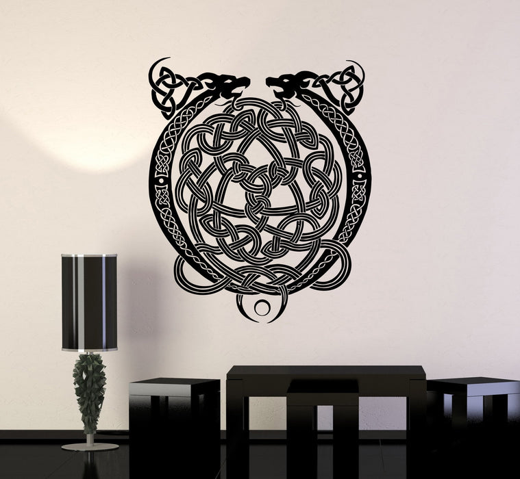 Vinyl Decal Celtic Cross Ornament Dragon Ireland Irish Pattern Wall Stickers Unique Gift (ig2772)
