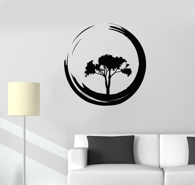Vinyl Wall Decal Tree Circle Enso Zen Buddhism Yoga Stickers Unique Gift (617ig)