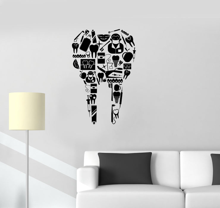 Vinyl Decal Tooth Dentist Tools Dentistry Dental Clinic Wall Stickers Mural Unique Gift (ig2705)