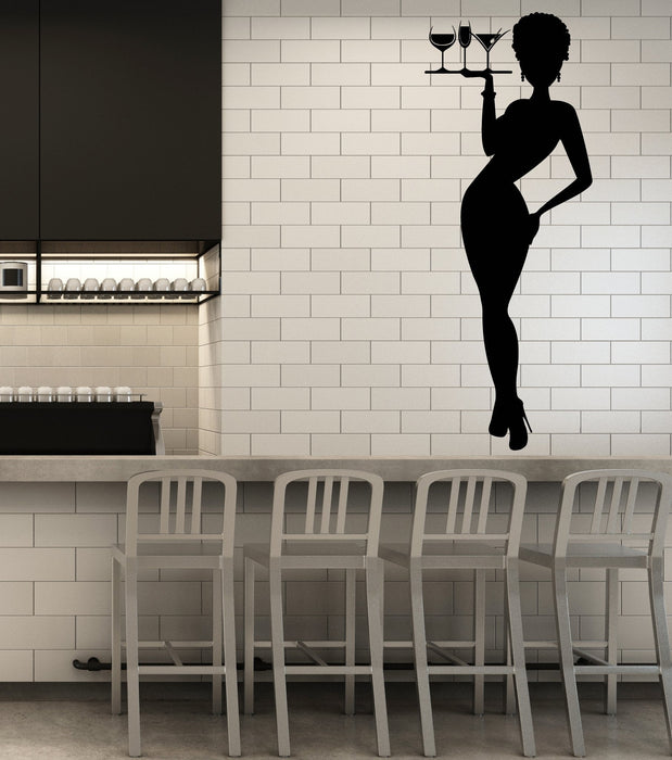 Vinyl Wall Decal Waitress Alcohol Cocktails Restaurant Night Bar Stickers (3054ig)