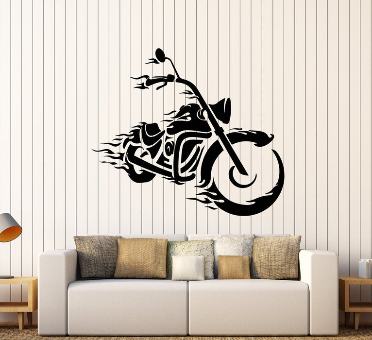Vinyl Wall Decal Cool Bike Motorbike Biker Fire For Man Stickers (2246ig)