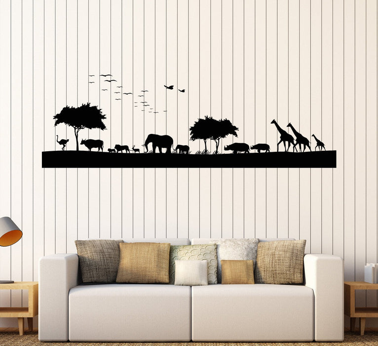 Vinyl Wall Decal African Animals Nature Landscape Nursery Children's Playroom Stickers Unique Gift (839ig)