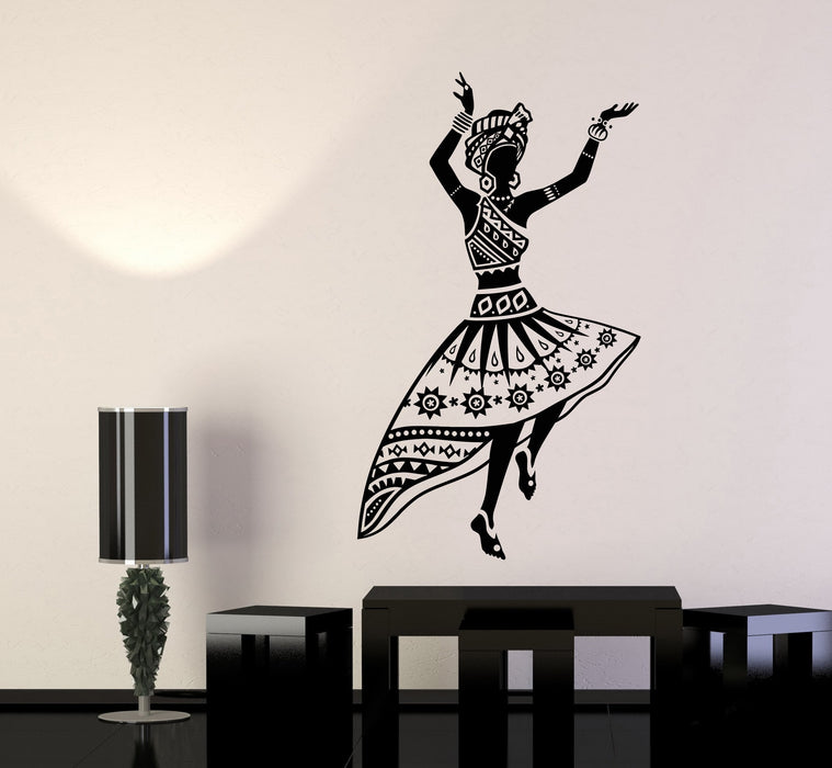 Vinyl Wall Decal African Woman Dancer Native Turban Girl Stickers Unique Gift (1483ig)
