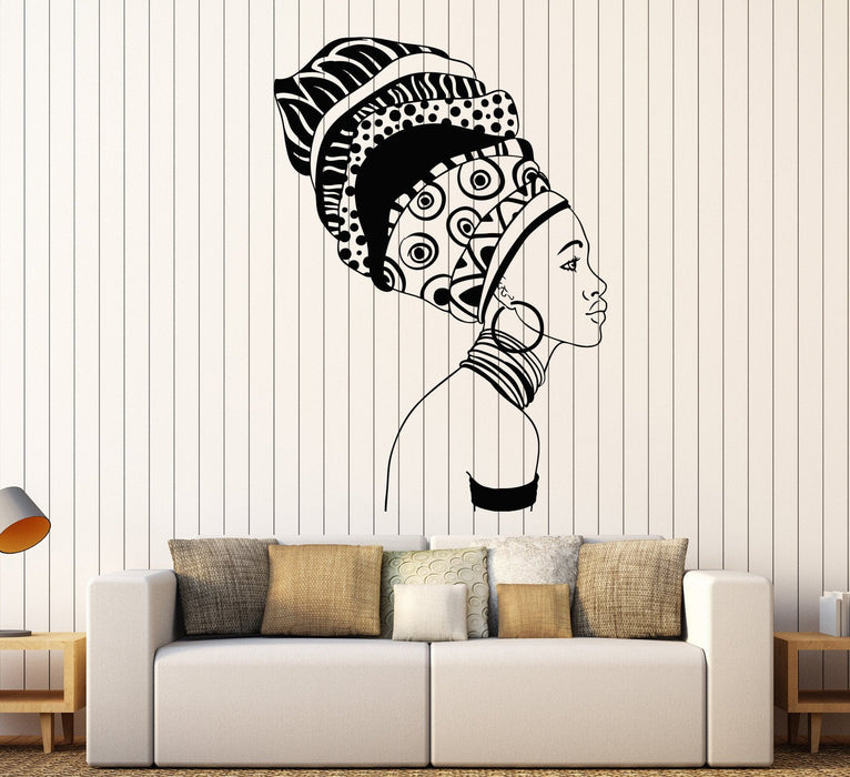 Vinyl Wall Decal Beautiful Black Girl Ethnic Décor Africa African Woman Stickers Unique Gift (701ig)