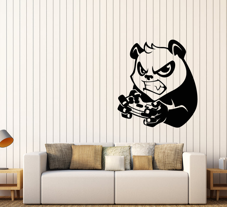 Vinyl Wall Decal Cartoon Evil Panda Joystick Gamer Stickers (3595ig)
