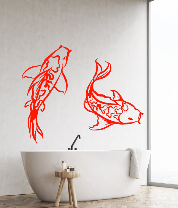 Vinyl Wall Decal Koi Fish Asian Japanese Style Abstract Animals Stickers (2310ig)
