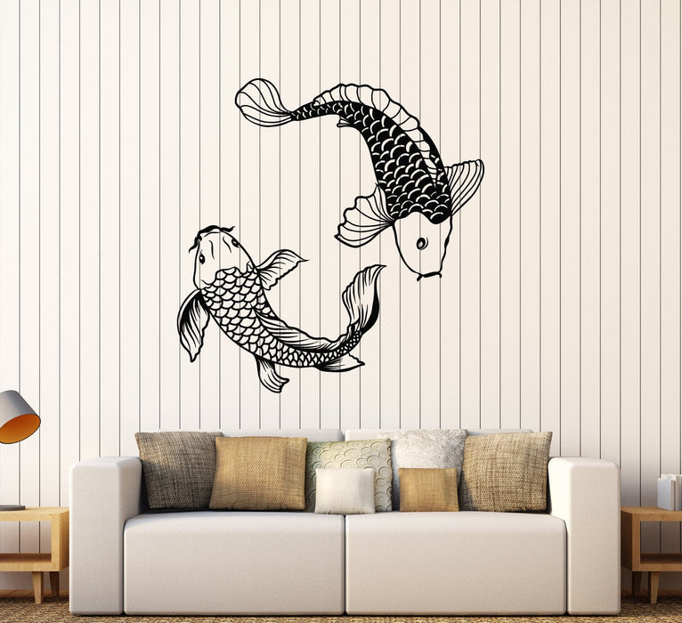 Vinyl Wall Decal Asian Style Japanese Fish Koi Carp Stickers Unique Gift (2063ig)