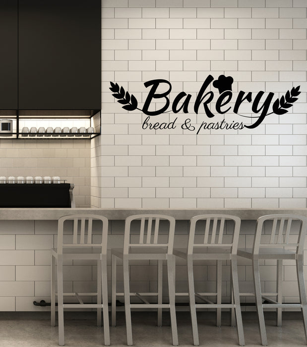 Vinyl Wall Decal Bakery Words Bakeshop Bread And Pastries Logo Stickers (3835ig)