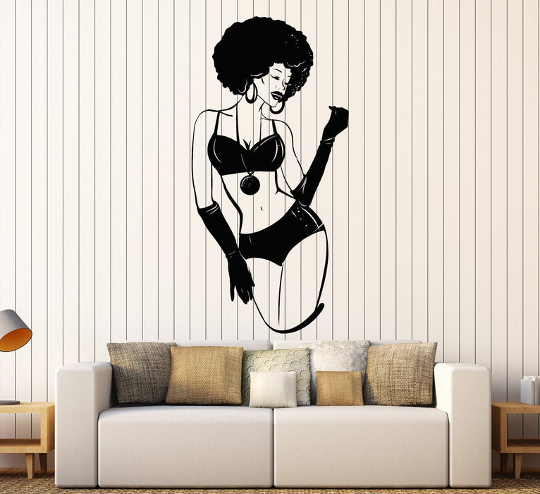 Vinyl Wall Decal Sexy Black Lady African Woman Afro Hairstyle Stickers Unique Gift (1330ig)