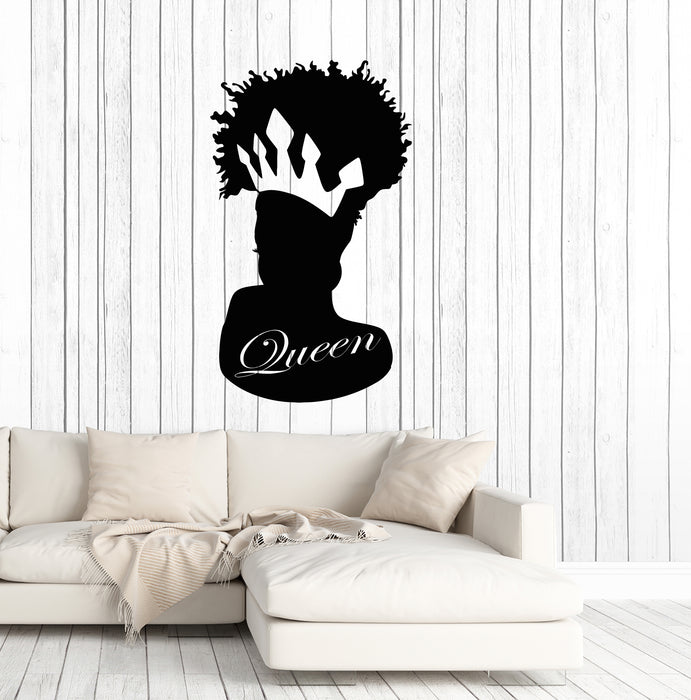 Vinyl Wall Decal African Black Queen Crown Logo Beauty Salon Stickers (3895ig)