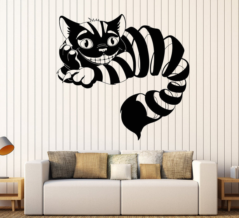 Vinyl Wall Decal Cheshire Cat Fairy Tale Fantasy Nursery Children's Playroom Stickers Unique Gift (1059ig)