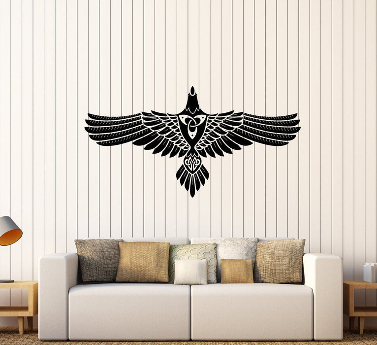 Vinyl Wall Decal Abstract Celtic Crow Raven Ornament Stickers (2387ig)