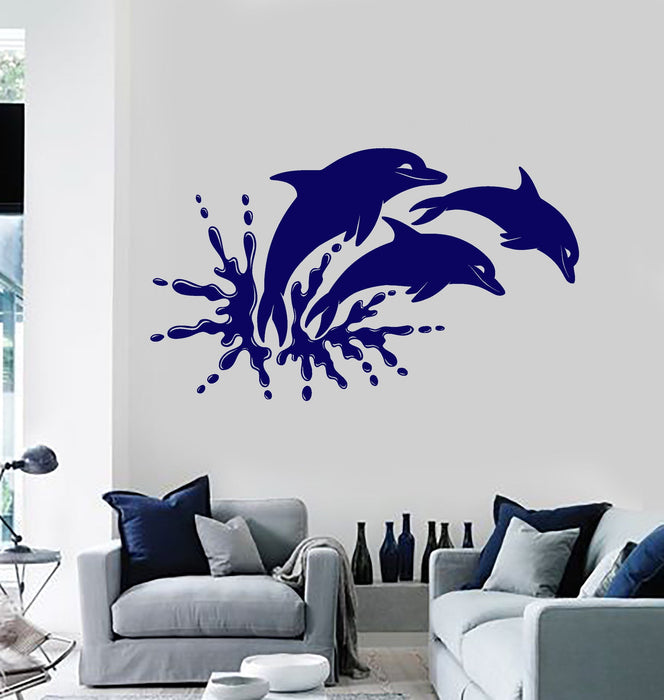 Vinyl Wall Decal Dolphins Marine Animals Ocean Bathroom Stickers Unique Gift (ig4065)