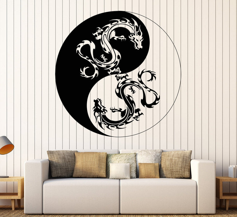Vinyl Wall Decal Yin Yang Dragons Buddhism Religion Symbol Stickers Unique Gift (855ig)