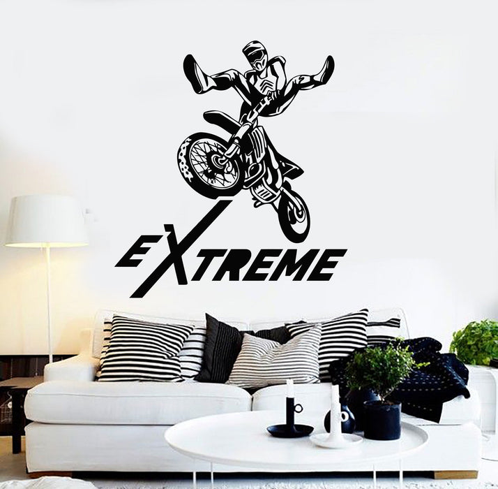 Vinyl Wall Decal Extreme Motorcycle Sport Races Trials Freestyle Motocross Stickers Unique Gift (ig3985)