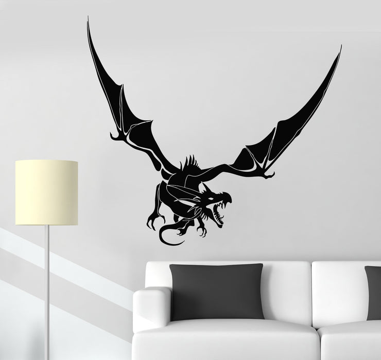 Vinyl Wall Decal Scary Dragon Fantasy Fairy Tale Fantastic Beast Stickers (2618ig)