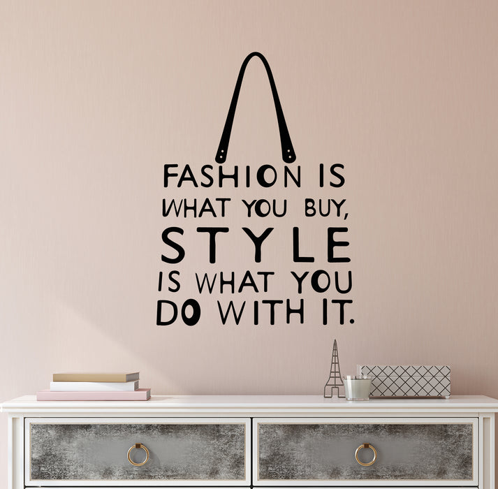 Vinyl Wall Decal Fashion Style Quote Words Shopping Shopaholic Shop Stickers (4187ig)