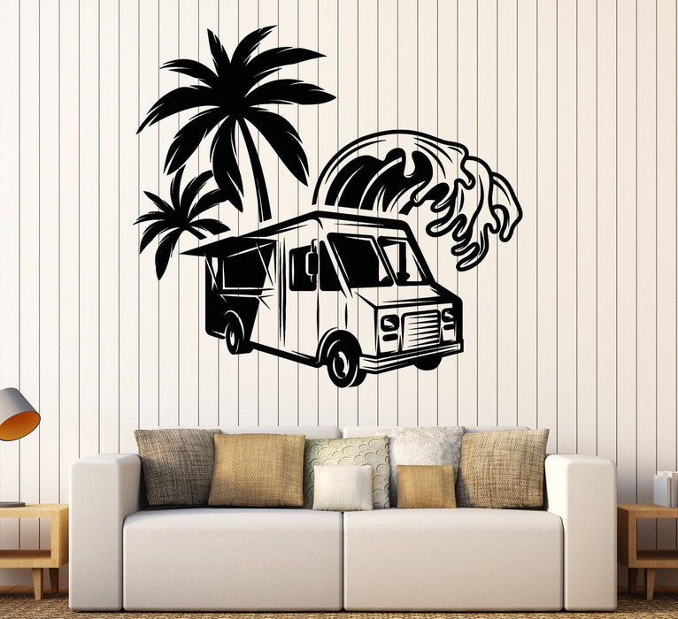 Vinyl Wall Decal Food Truck Palm Wave Fast Food Stickers Unique Gift (ig4553)