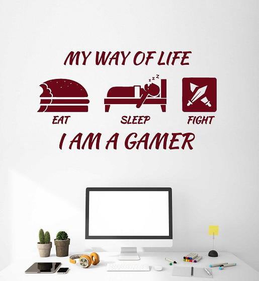 Vinyl Wall Decal Gamer Lifestyle Quote Gaming Play Video Games Stuff Room Stickers Mural Unique Gift (ig5050)