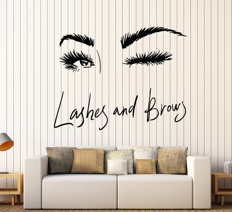 Vinyl Wall Decal Sexy Girl Eyes Eyelashes Brows Beauty Salon Eye Wink Stickers Unique Gift (1794ig)