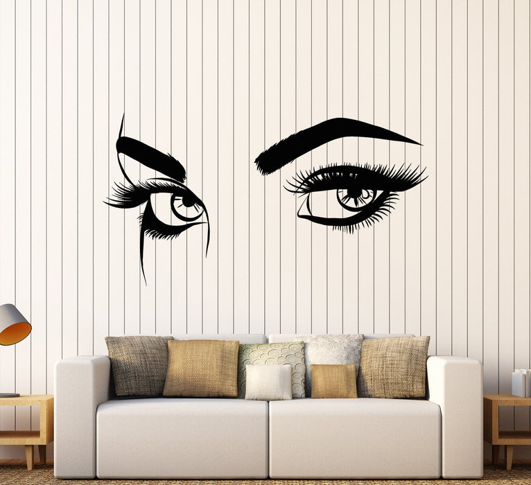 Vinyl Wall Decal Sexy Eyebrows Eyes Girl Woman Eyelashes Makeup Stickers (2492ig)