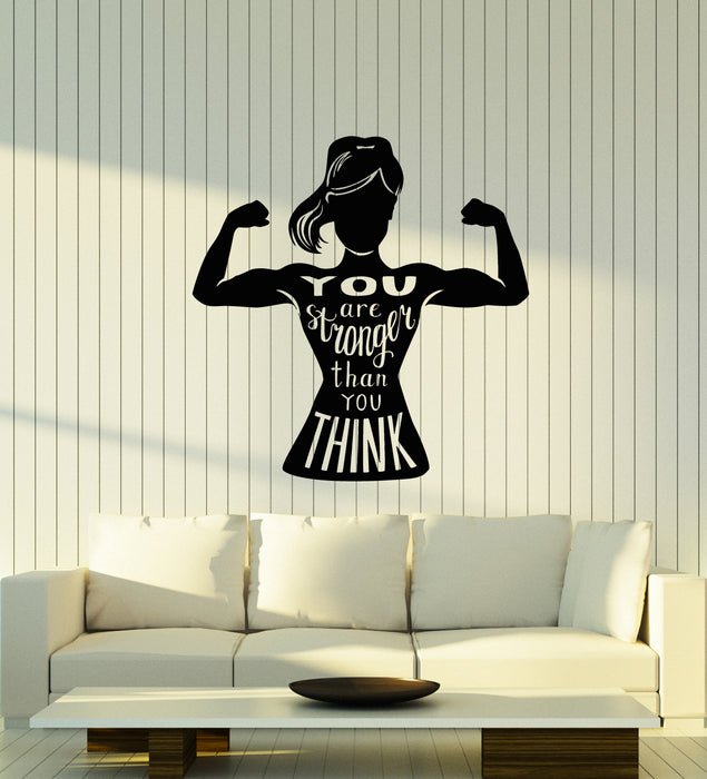 Vinyl Wall Decal Motivational Quote Sport Fitness Girl Gym Stickers (3425ig)