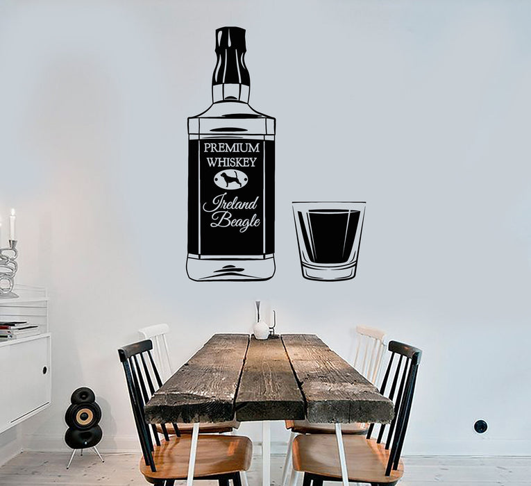 Vinyl Wall Decal Irish Whiskey Bottle Alcohol Glass Bar Stickers Unique Gift (1831ig)