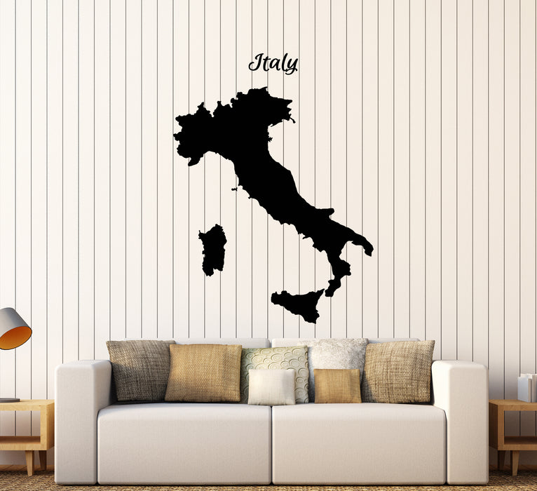 Vinyl Wall Decal Italy Country Map Journey Traveling Stickers (3561ig)