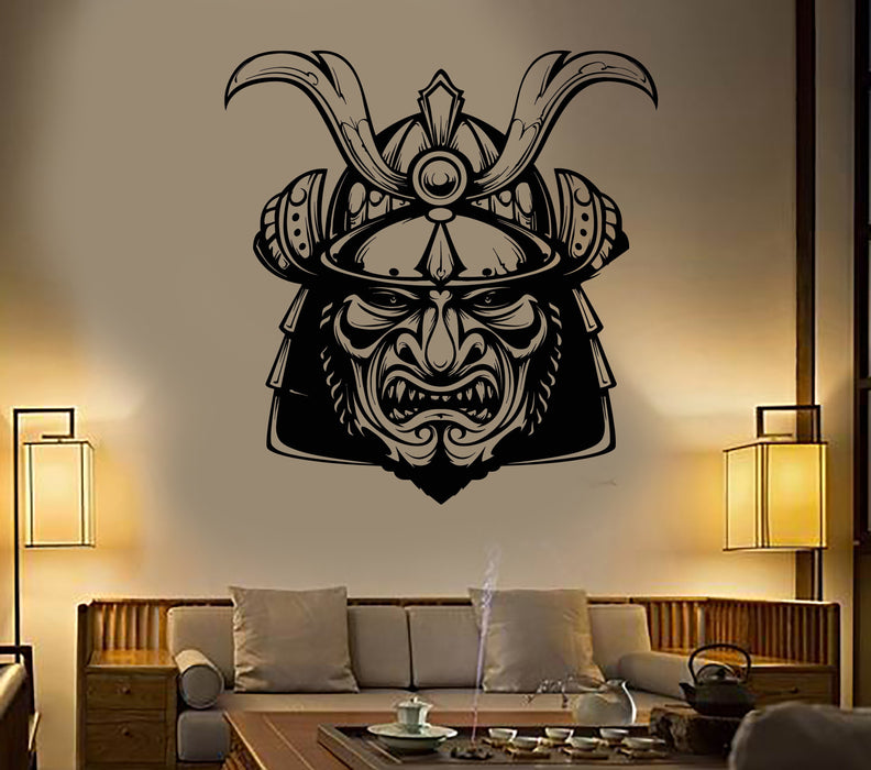 Vinyl Wall Decal Samurai Mask Japanese Warrior Helmet Armor Stickers Unique Gift (1934ig)