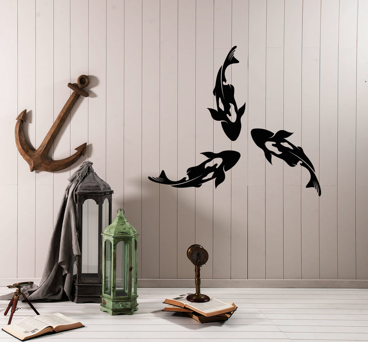 Vinyl Wall Decal Koi Carp Fish Asian Style Room Decor Stickers (3941ig)