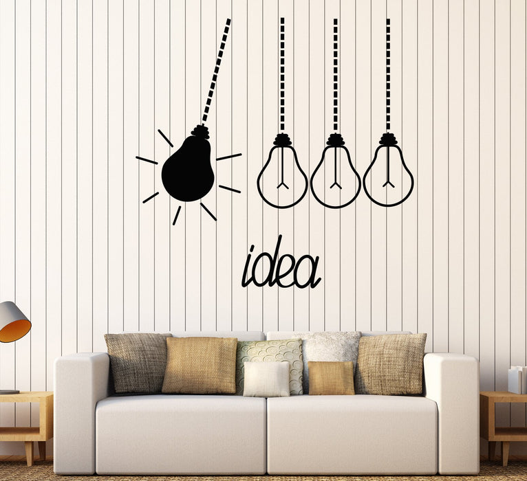 Vinyl Wall Decal Light Bulbs Idea Funny Office Decor Stickers Unique Gift (1592ig)
