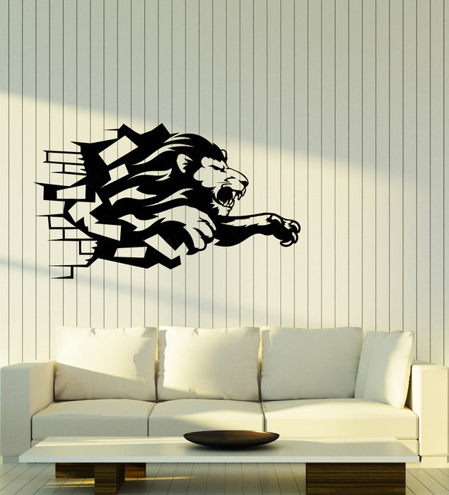 Vinyl Wall Decal Brick Lion African Animal Predator Stickers (3570ig)