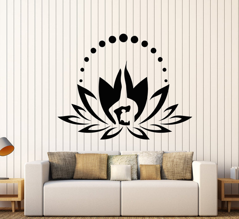 Vinyl Wall Decal Flower Lotus Yoga Center Logo Meditation Girl Pose Stickers (2327ig)
