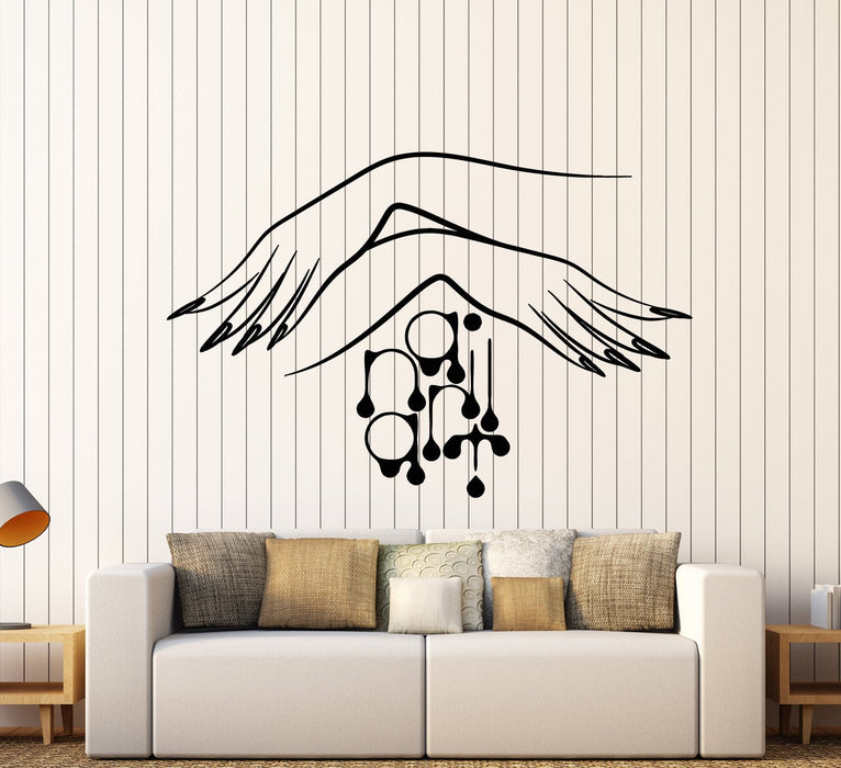 Vinyl Wall Decal Nail Studio Manicure Logo Women's Hands Stickers (2138ig)