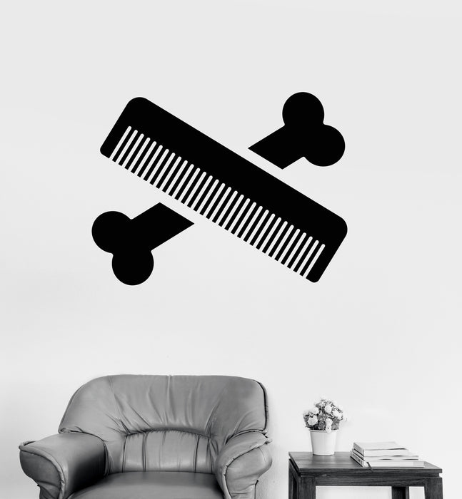Vinyl Wall Decal Bone Comb Pets Grooming Services Beauty Salon Stickers Unique Gift (1742ig)